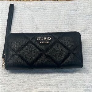 GUESS Black Quilted Wristlet